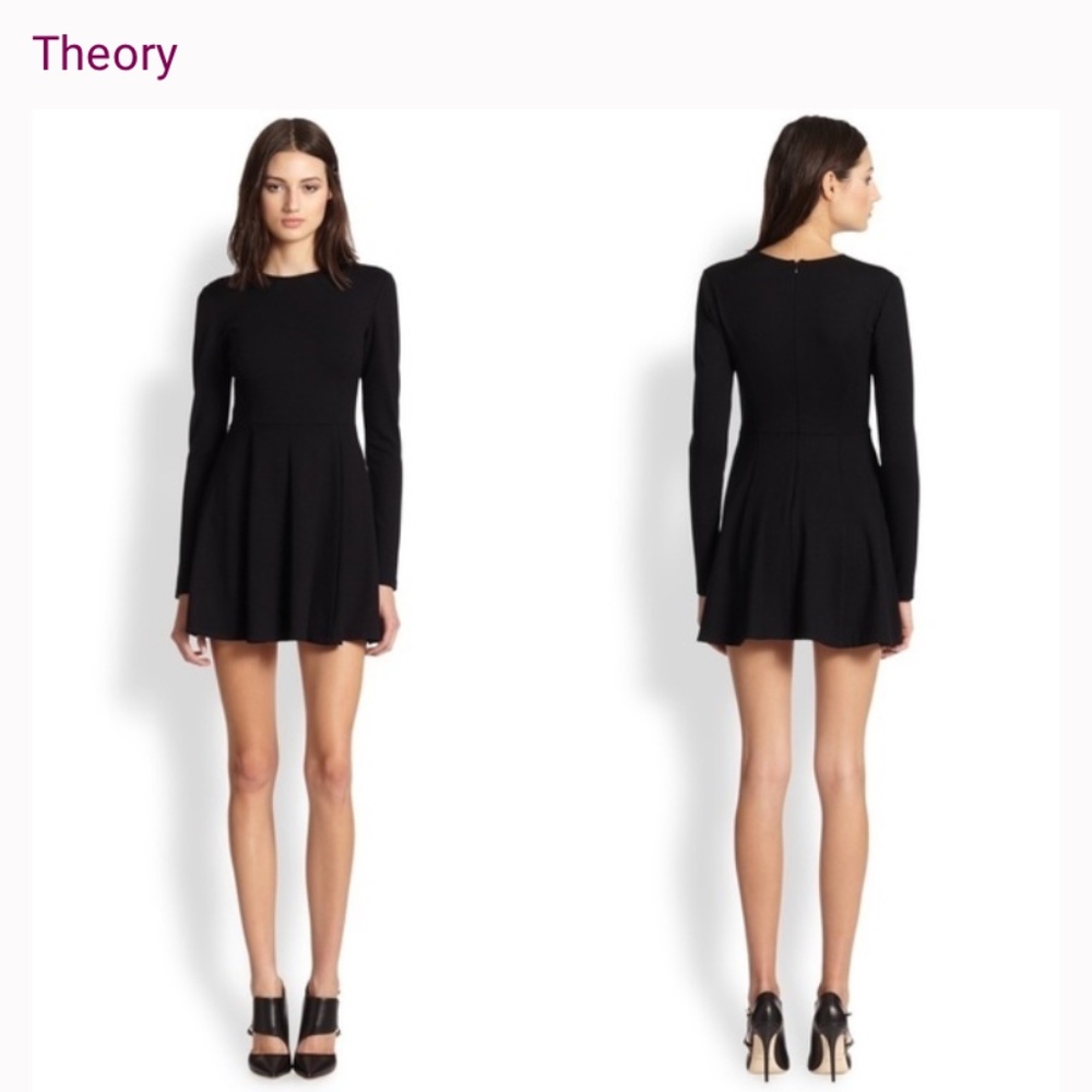 Theory Tillora Long Sleeve Fit & Flare Dress - Excellent Condition